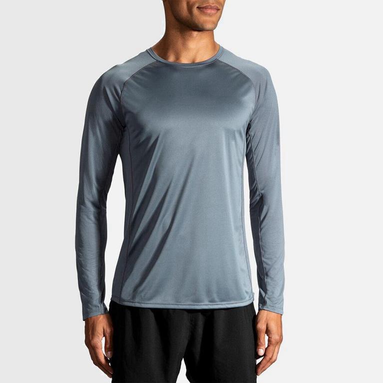 Brooks Stealth NZ - Men's Long Sleeve Running Shirt - Blue (93142-YMXU)